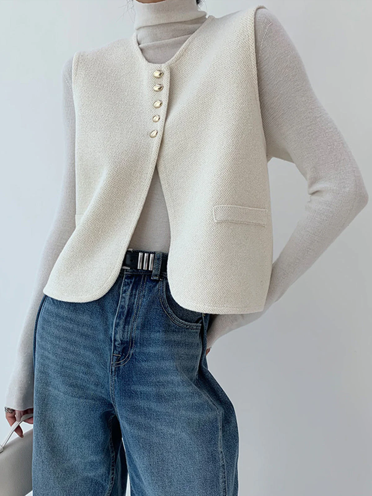 Elegant Split Sweater Vest - Image 3