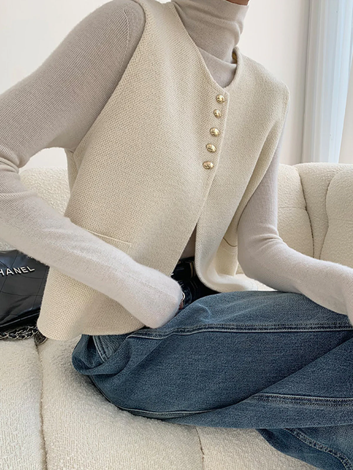 Elegant Split Sweater Vest - Image 5