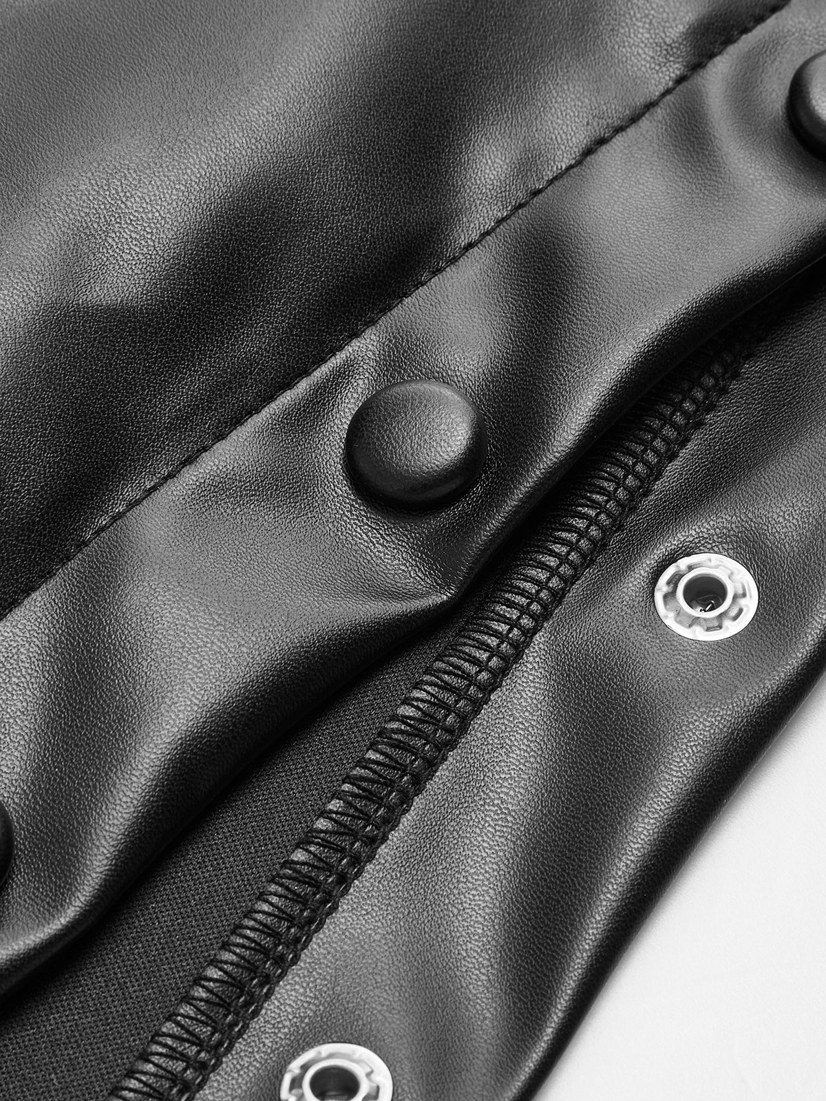 Ruffle Button Clasp PU Leather Skirt - Image 6