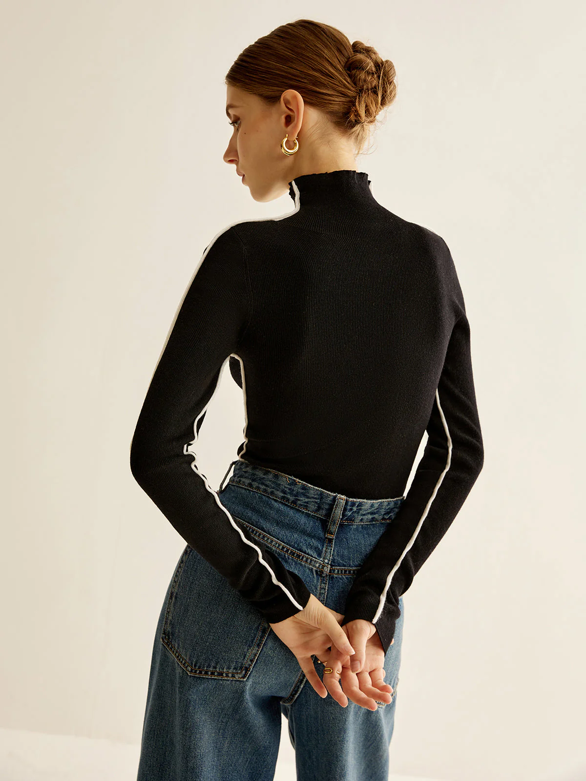 Wool-Blend Mock-Neck Knit Top - Image 3