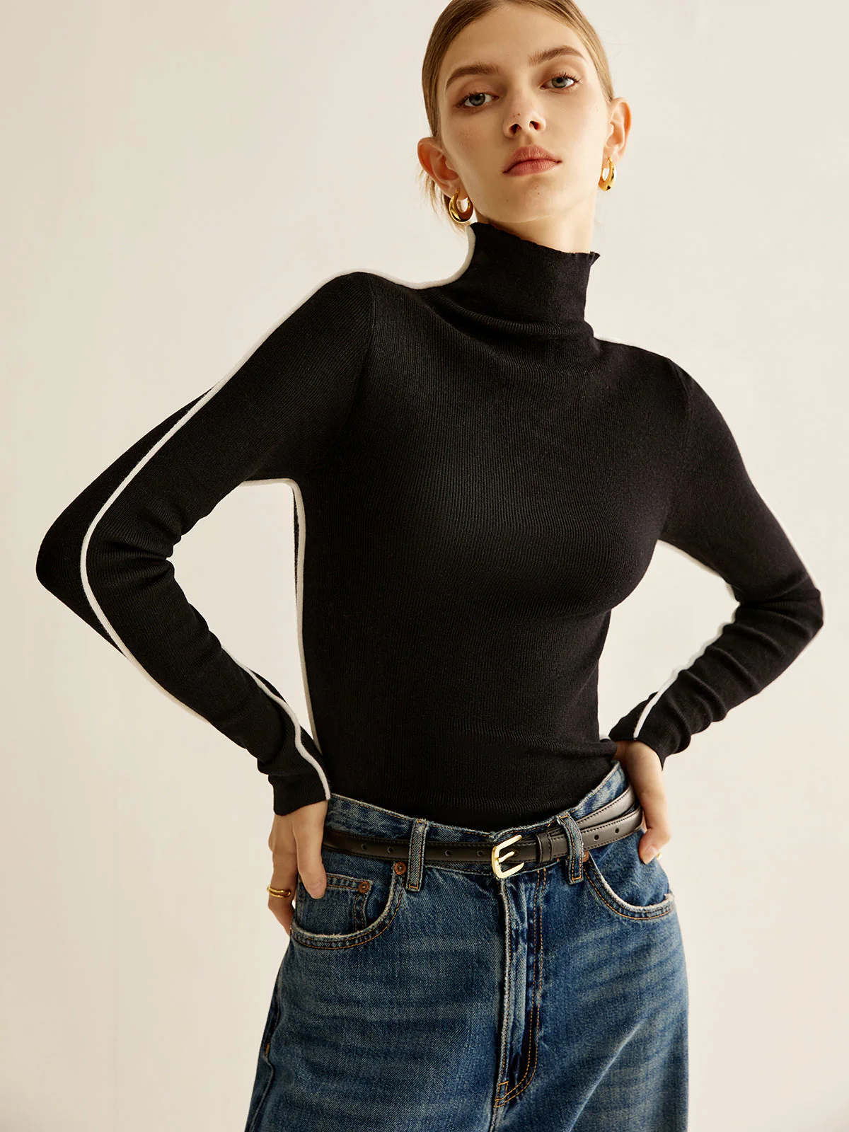 Wool-Blend Mock-Neck Knit Top - Image 4