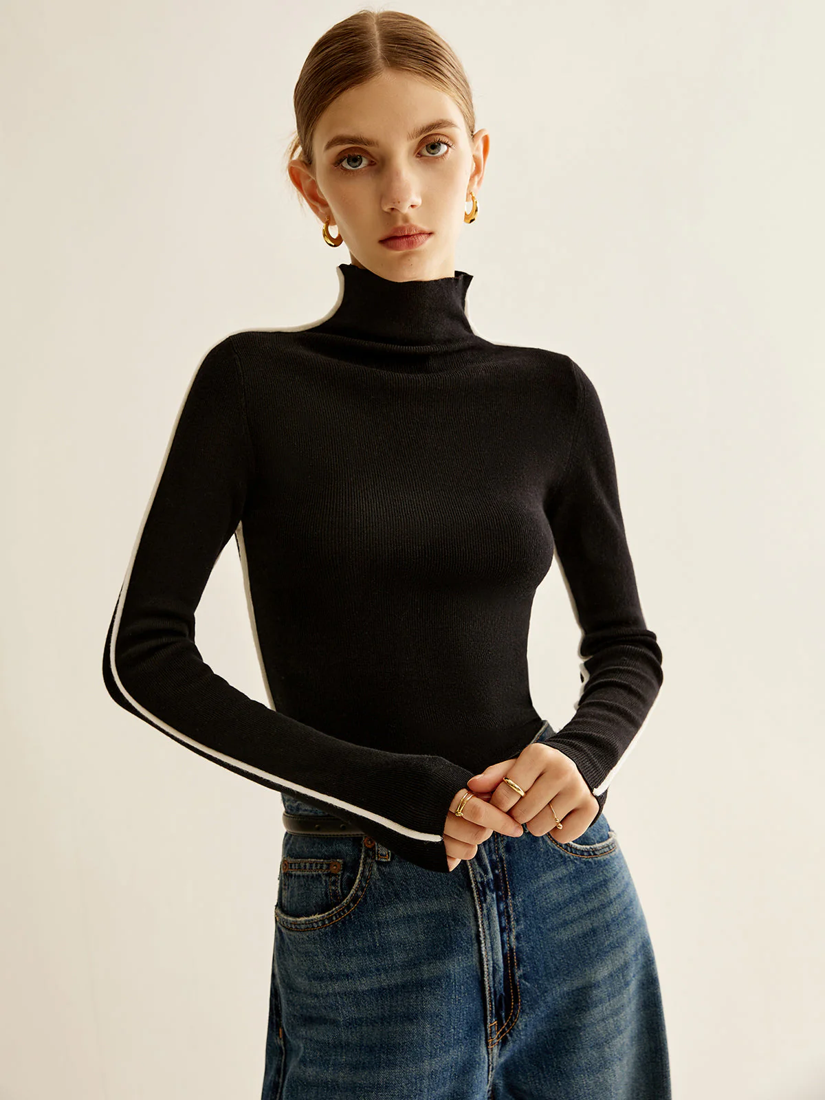 Wool-Blend Mock-Neck Knit Top - Image 5