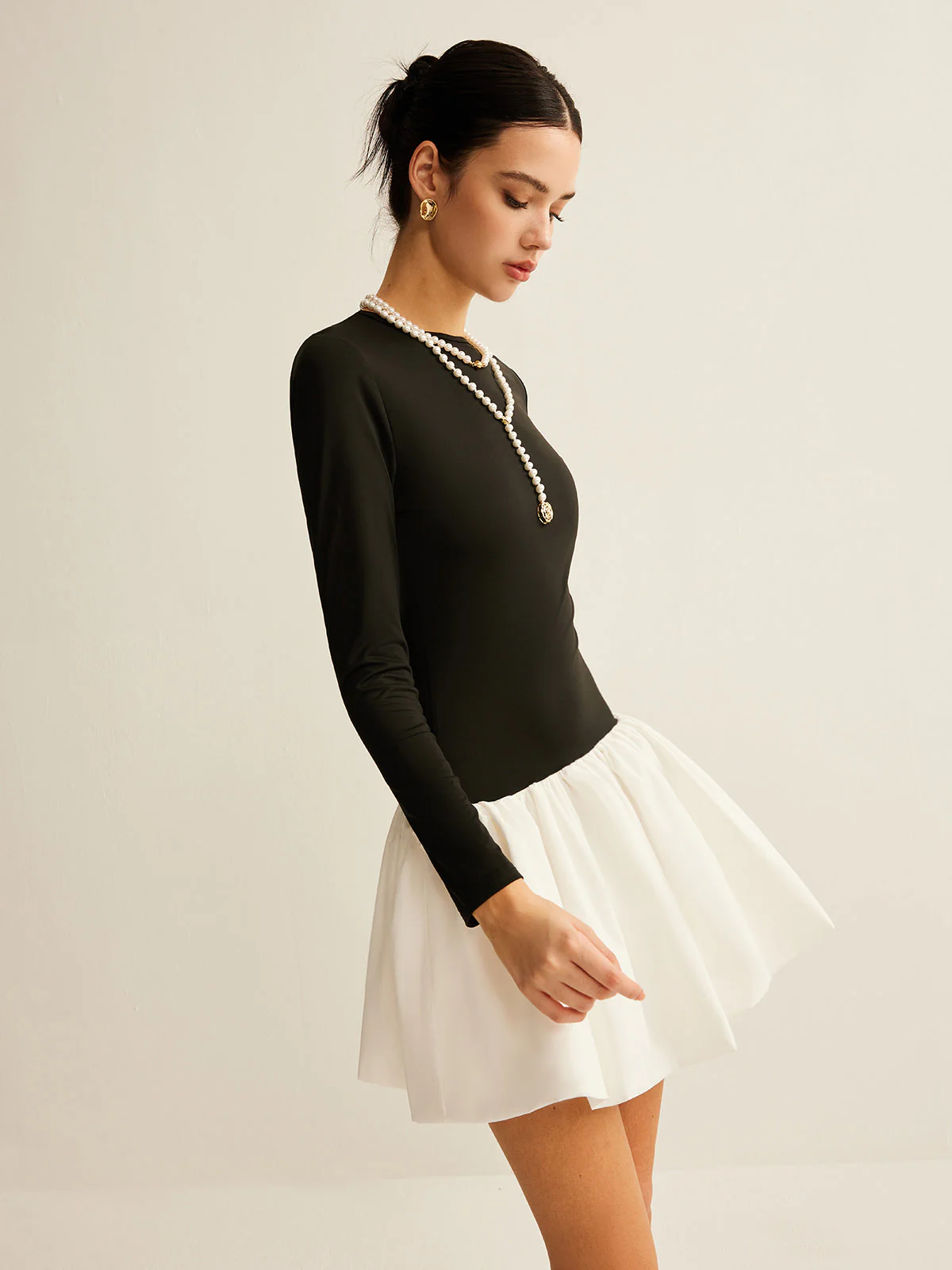 Two-Tone Panel Slim Dress - Image 5