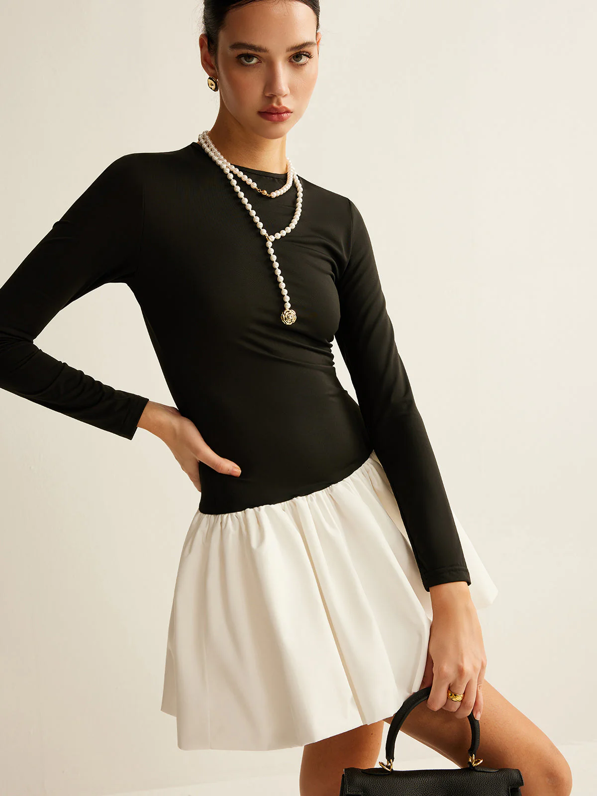 Two-Tone Panel Slim Dress - Image 6