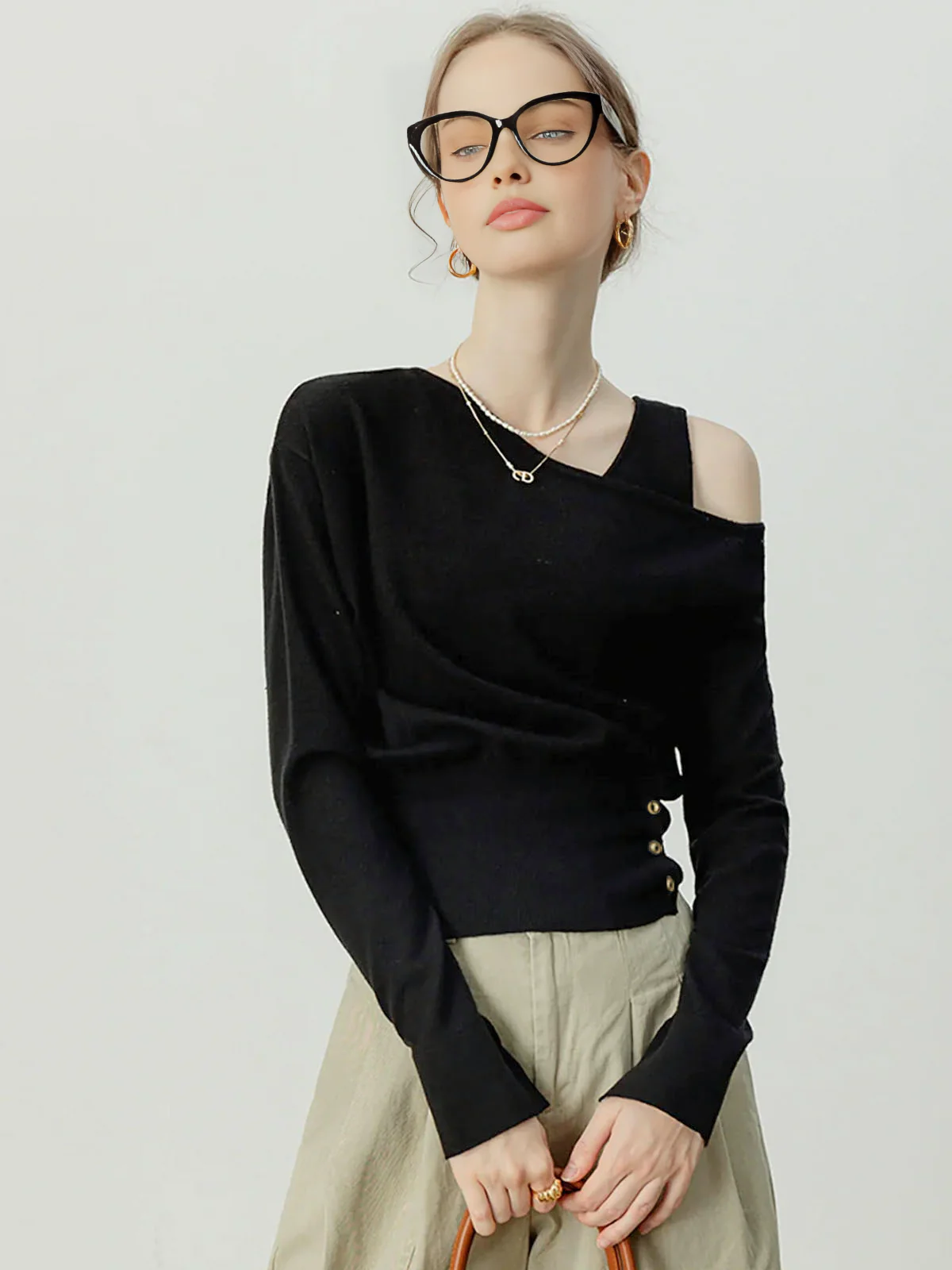 Asymmetrical Cold Shoulder Sweater Co-ords - Image 4