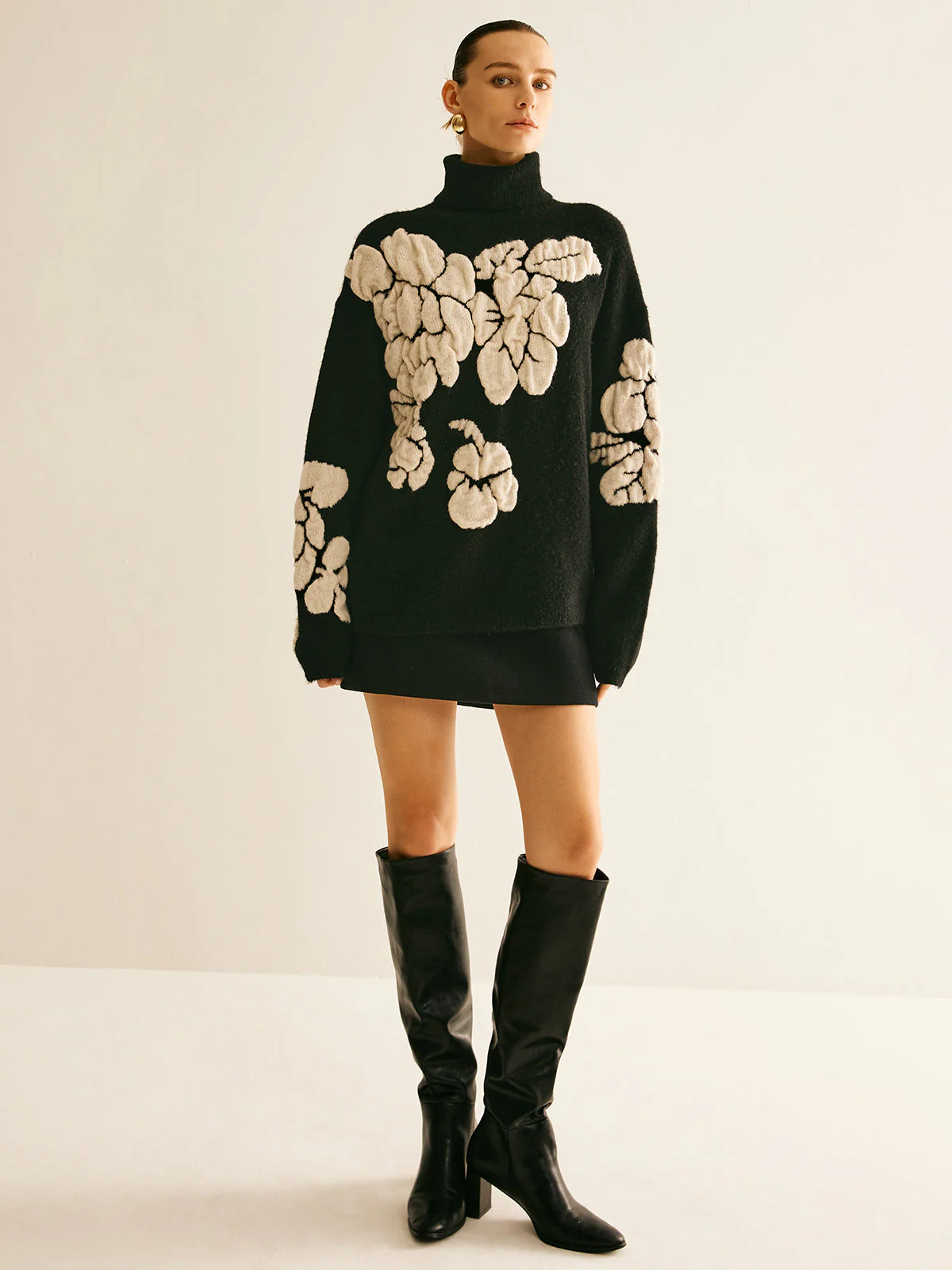 Wool-Blend Turtleneck Jacquard Sweater - Image 4