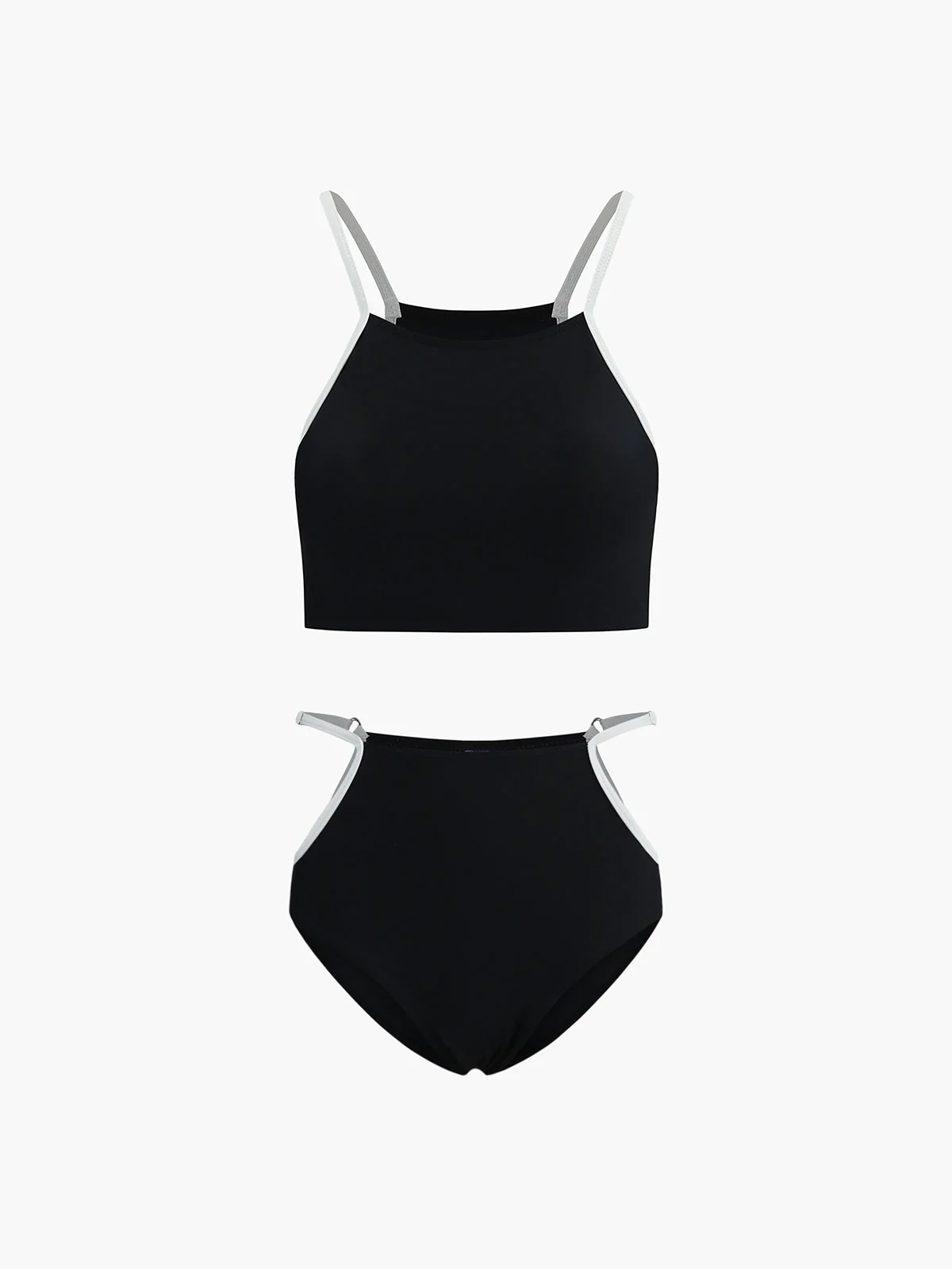 Contrast Binding Cutout Bikini Set