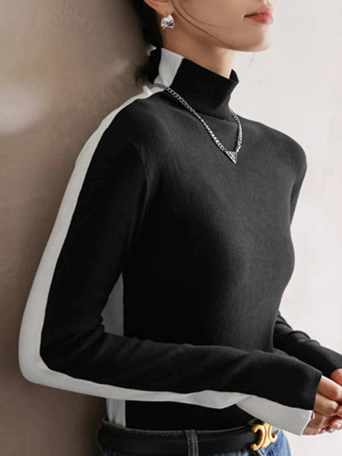 Double Sided Colorblock Long Sleeve Top - Image 2