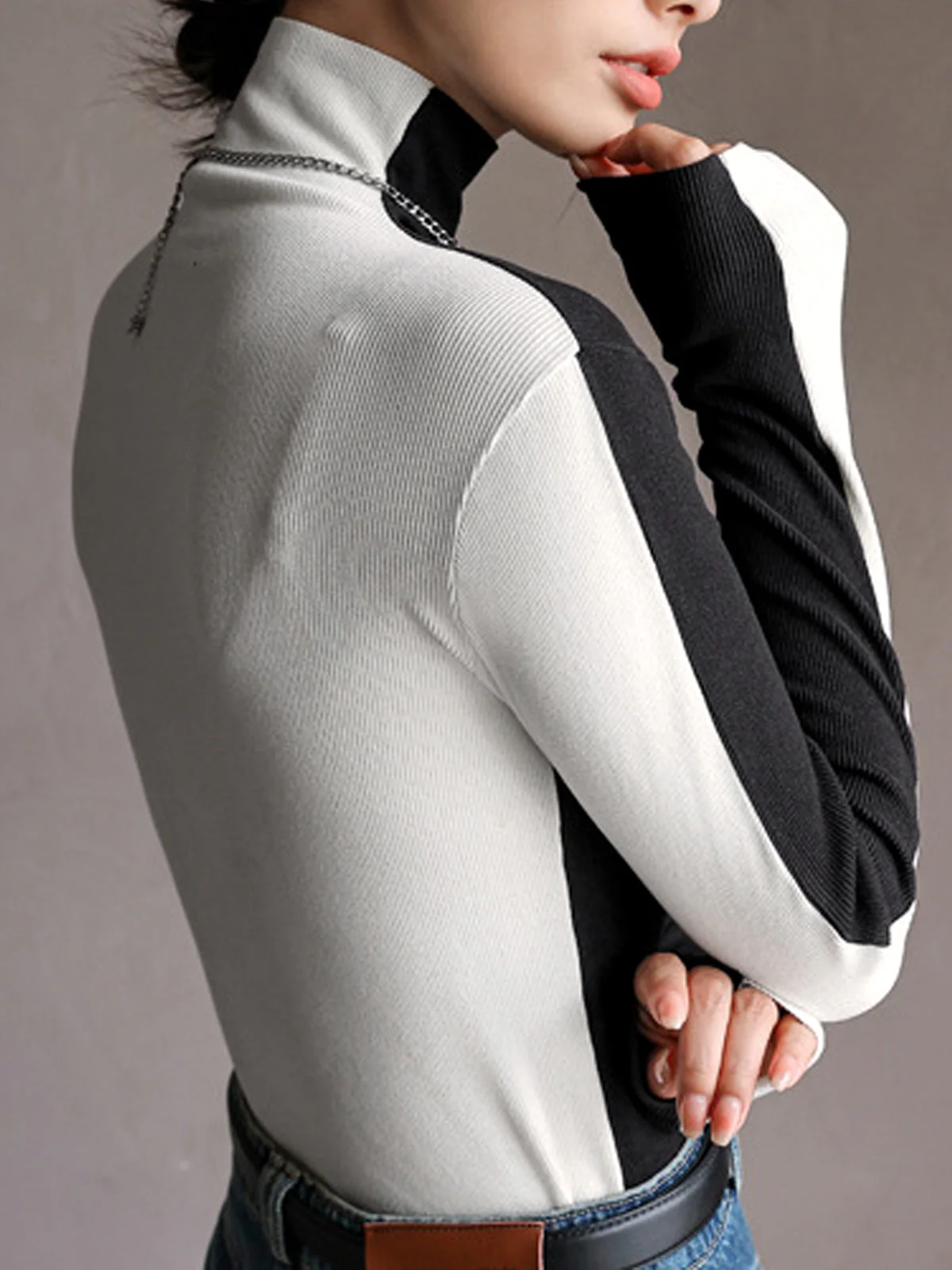 Double Sided Colorblock Long Sleeve Top - Image 3