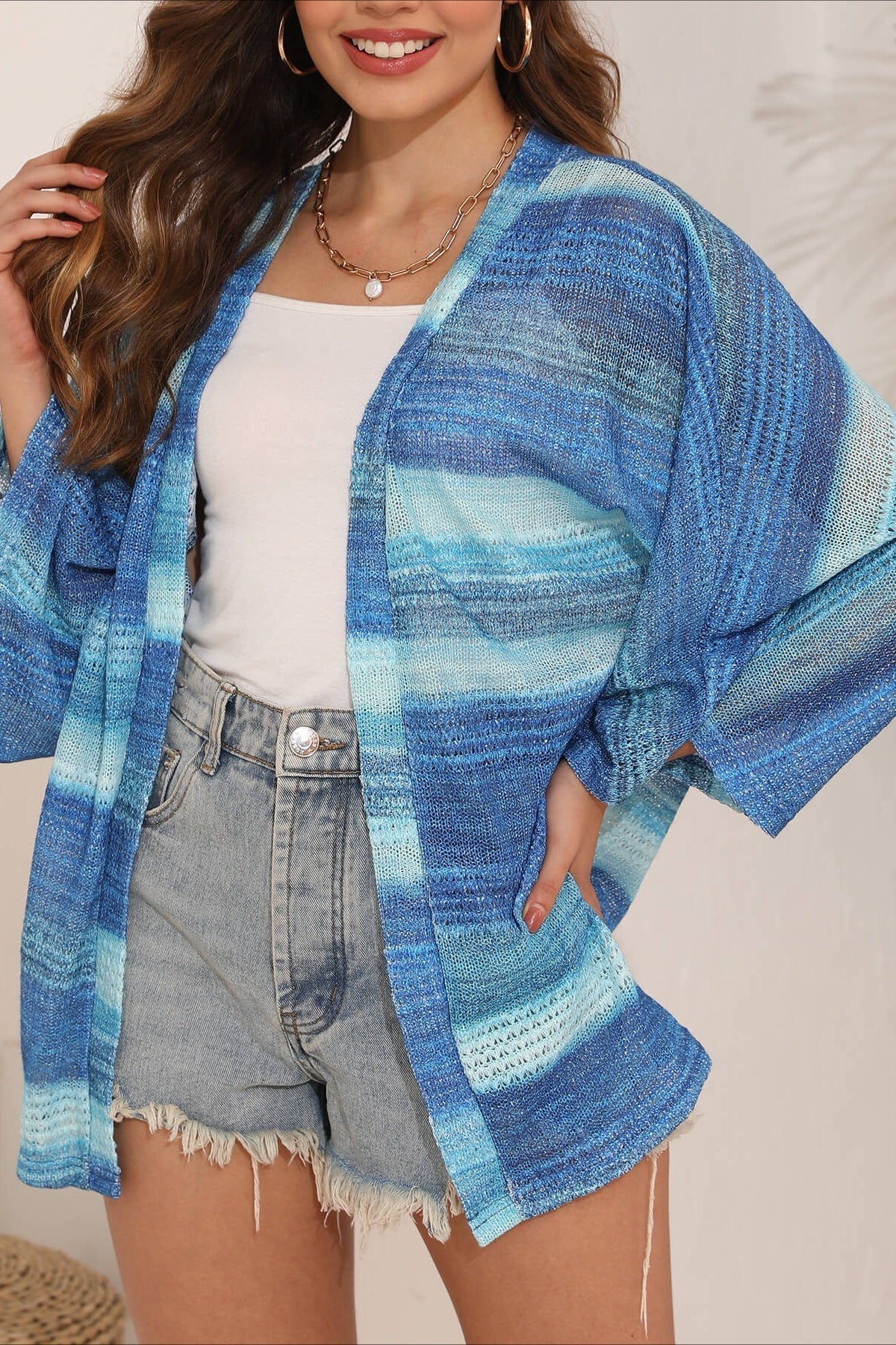 Crochet Tie Dye Relaxed Cardigan - Image 3