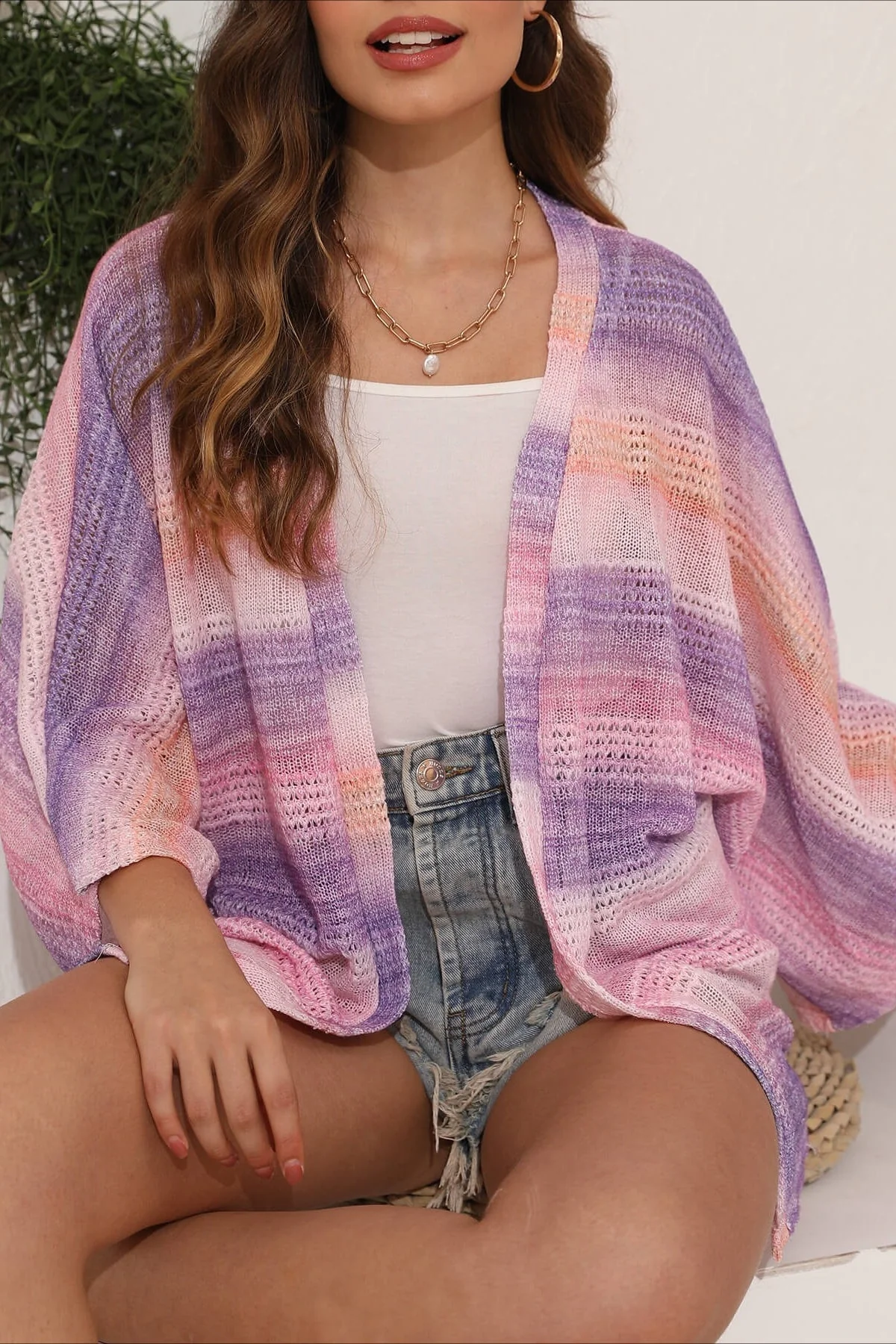 Crochet Tie Dye Relaxed Cardigan - Image 6