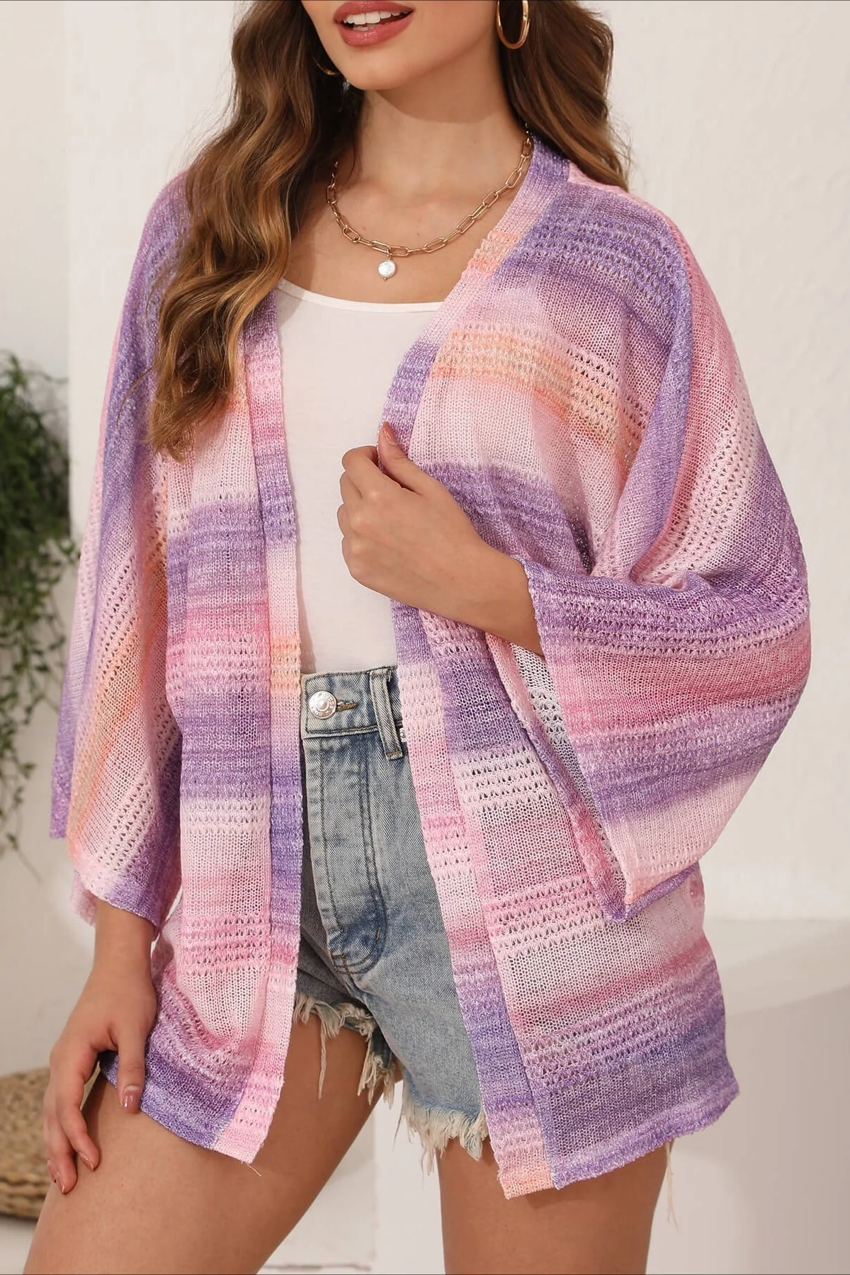 Crochet Tie Dye Relaxed Cardigan - Image 9