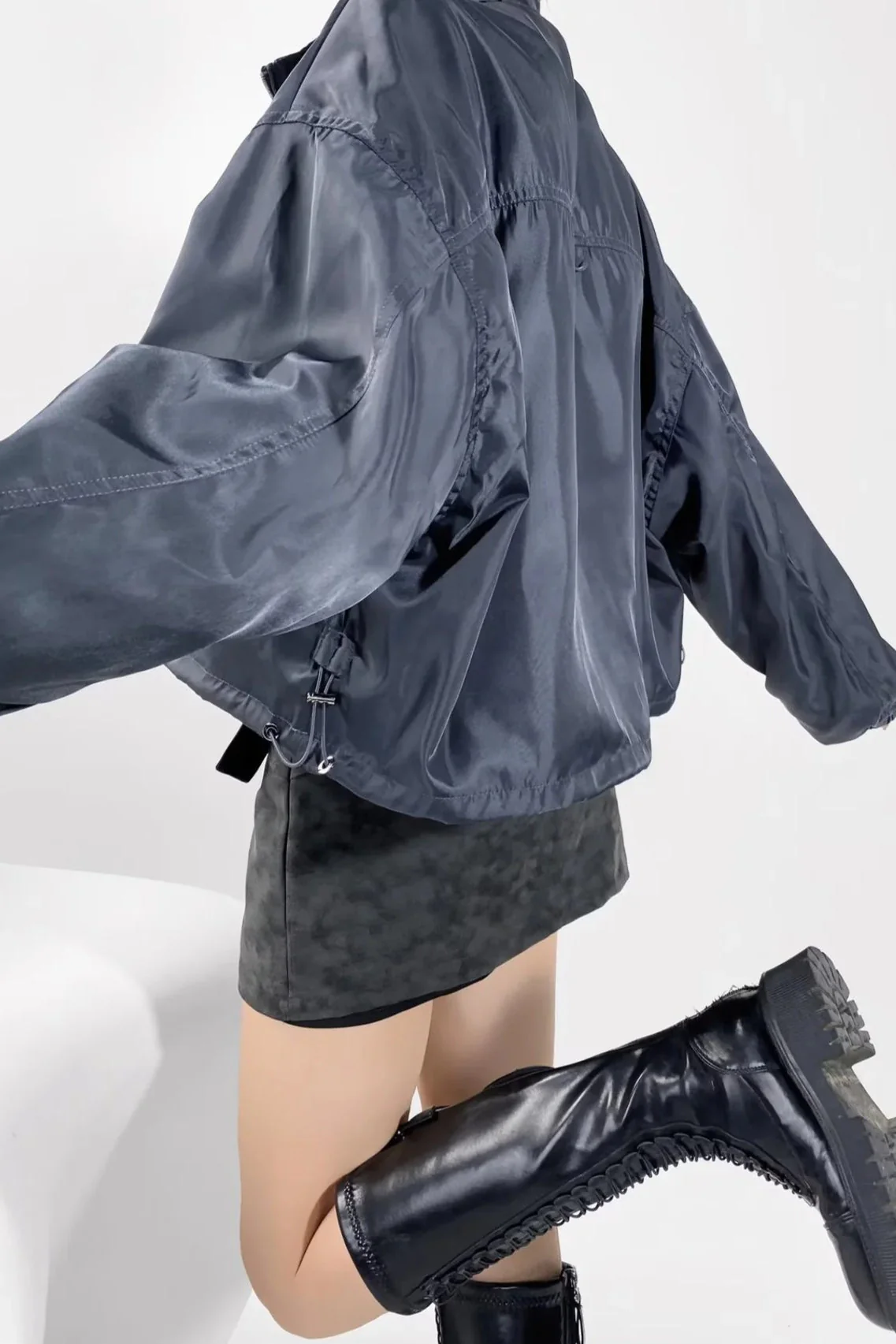 Cropped Cargo High Neck Coat - Image 2