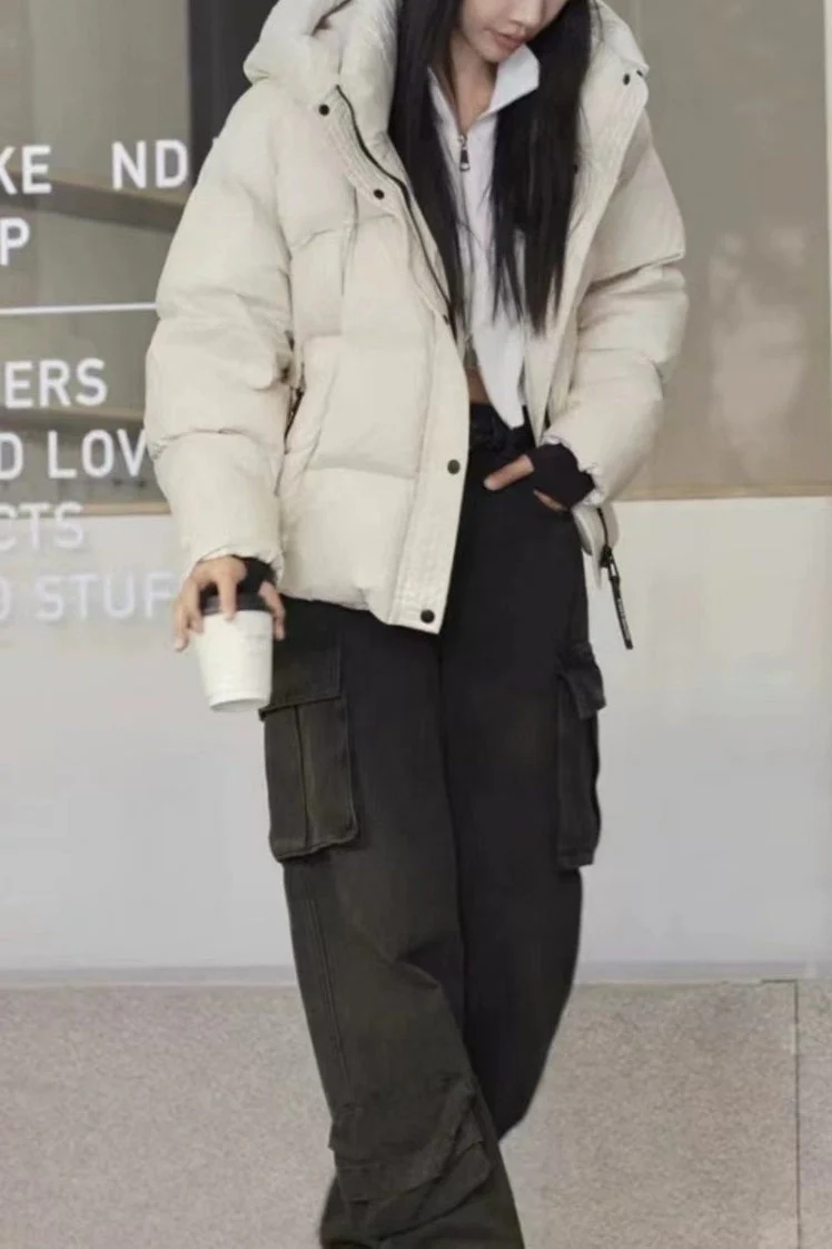 Cropped Hooded Insulated Puffer Jacket - Image 2