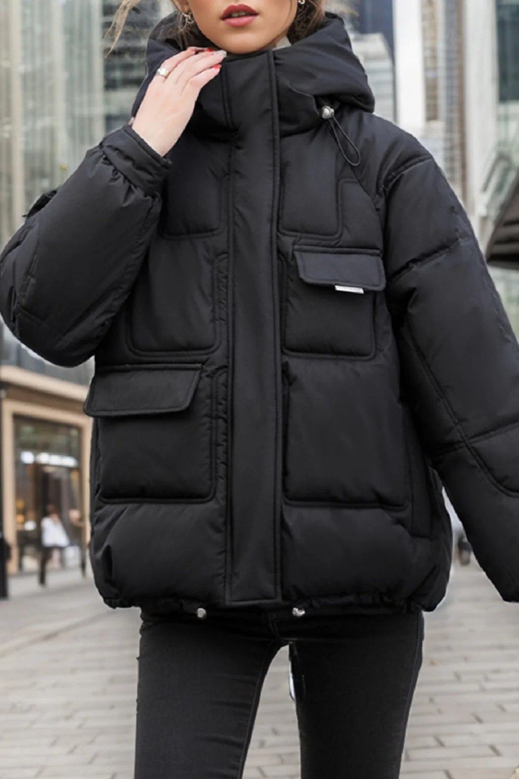 Cropped Insulated Cargo Puffer Jacket - Image 12