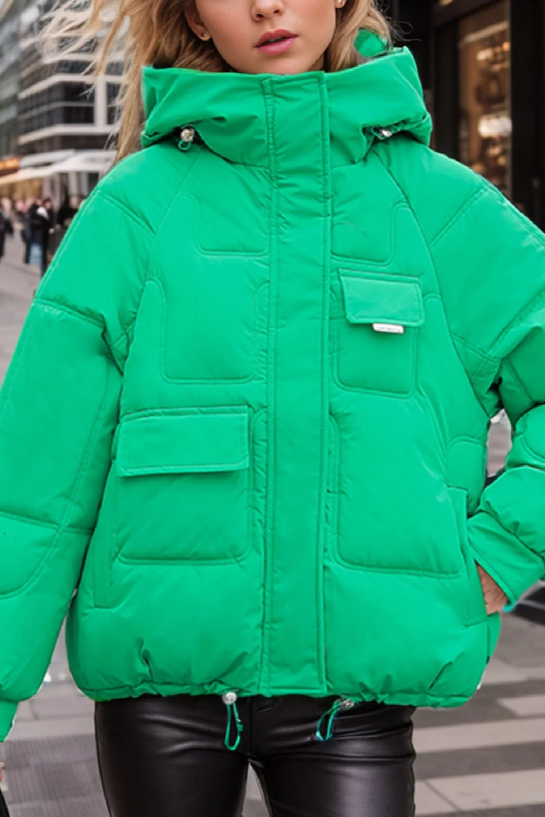 Cropped Insulated Cargo Puffer Jacket - Image 13