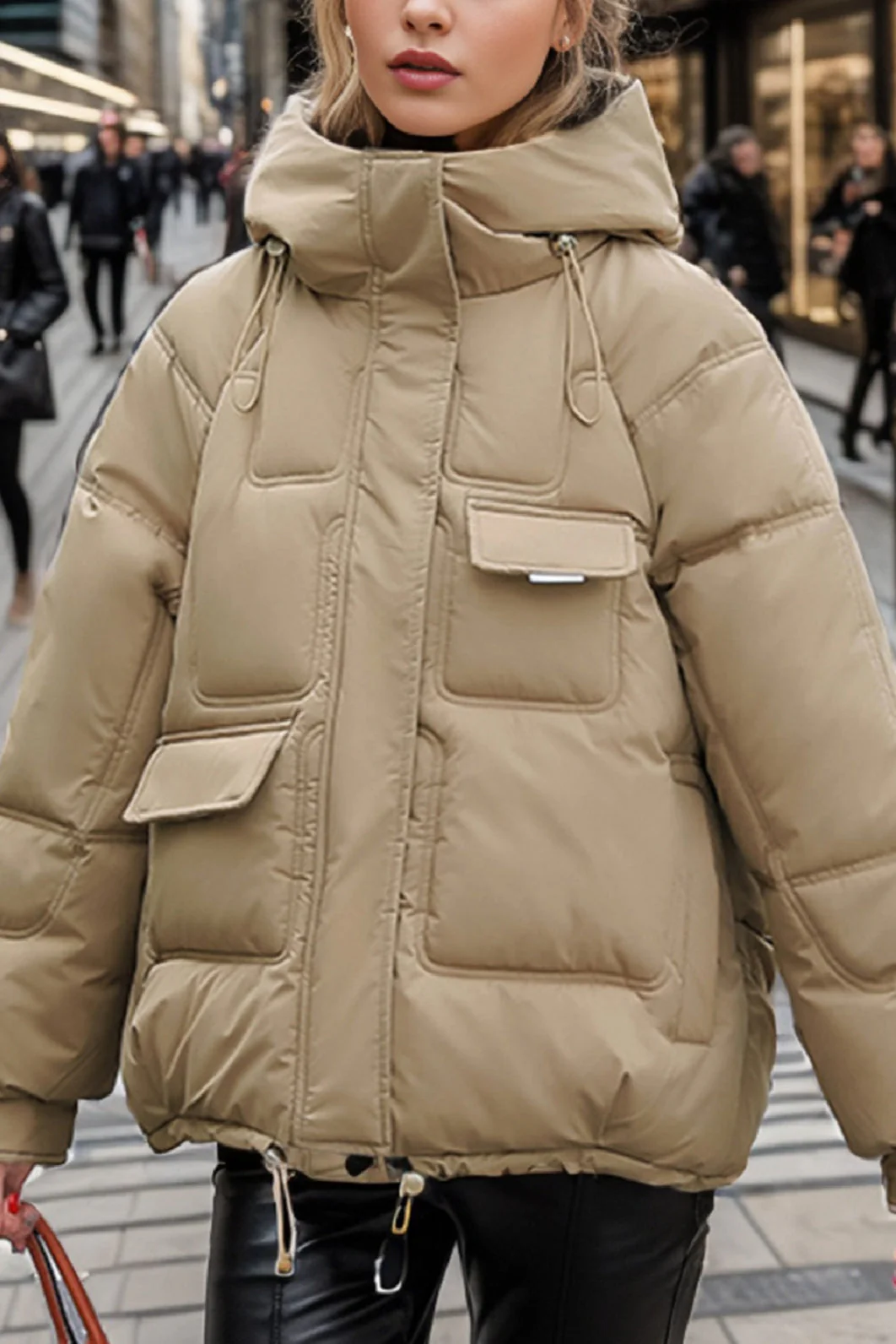 Cropped Insulated Cargo Puffer Jacket - Image 4
