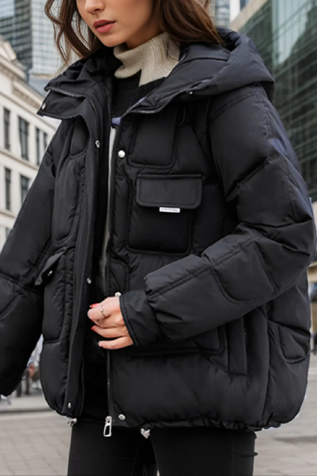 Cropped Insulated Cargo Puffer Jacket - Image 8