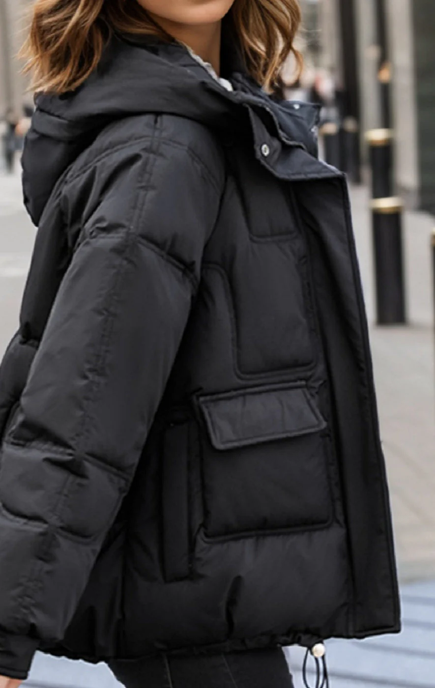 Cropped Insulated Cargo Puffer Jacket - Image 9