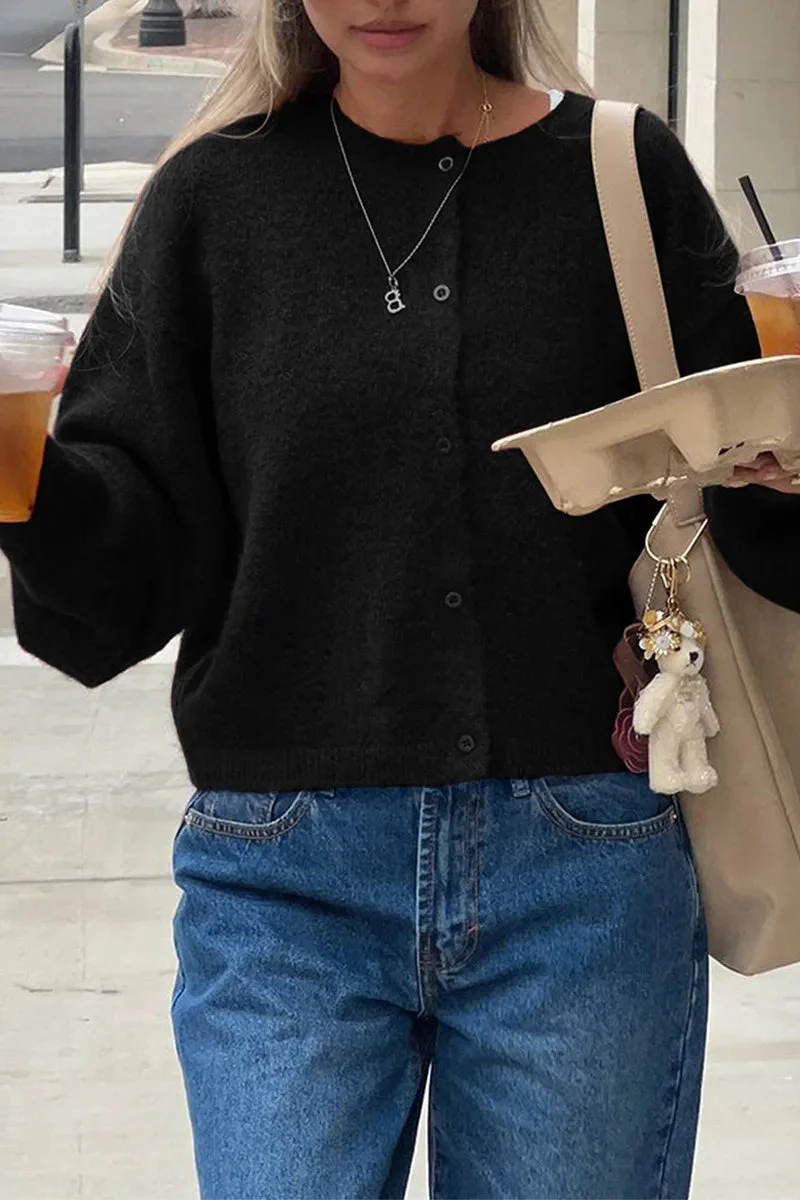 Cropped Knit Button Cardigan - Image 18