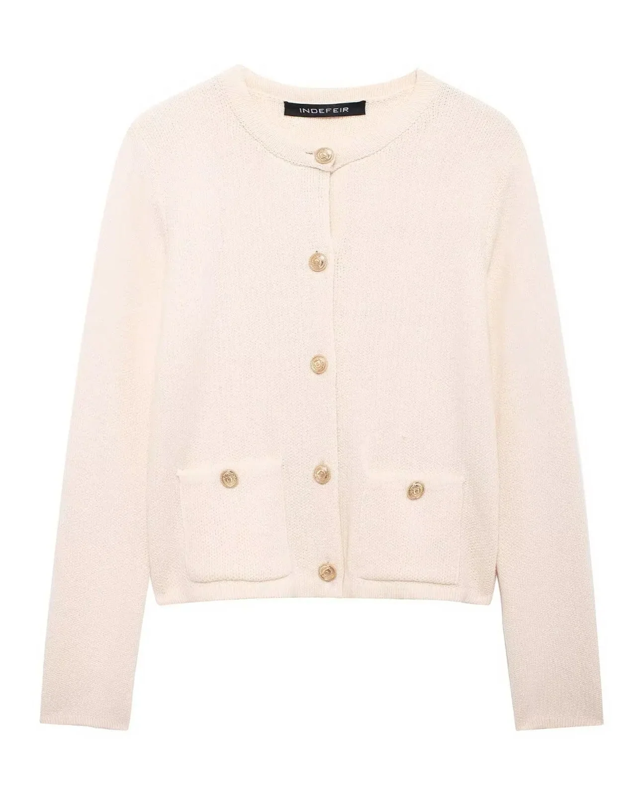 Cropped Knit Pocket Cardigan - Image 3