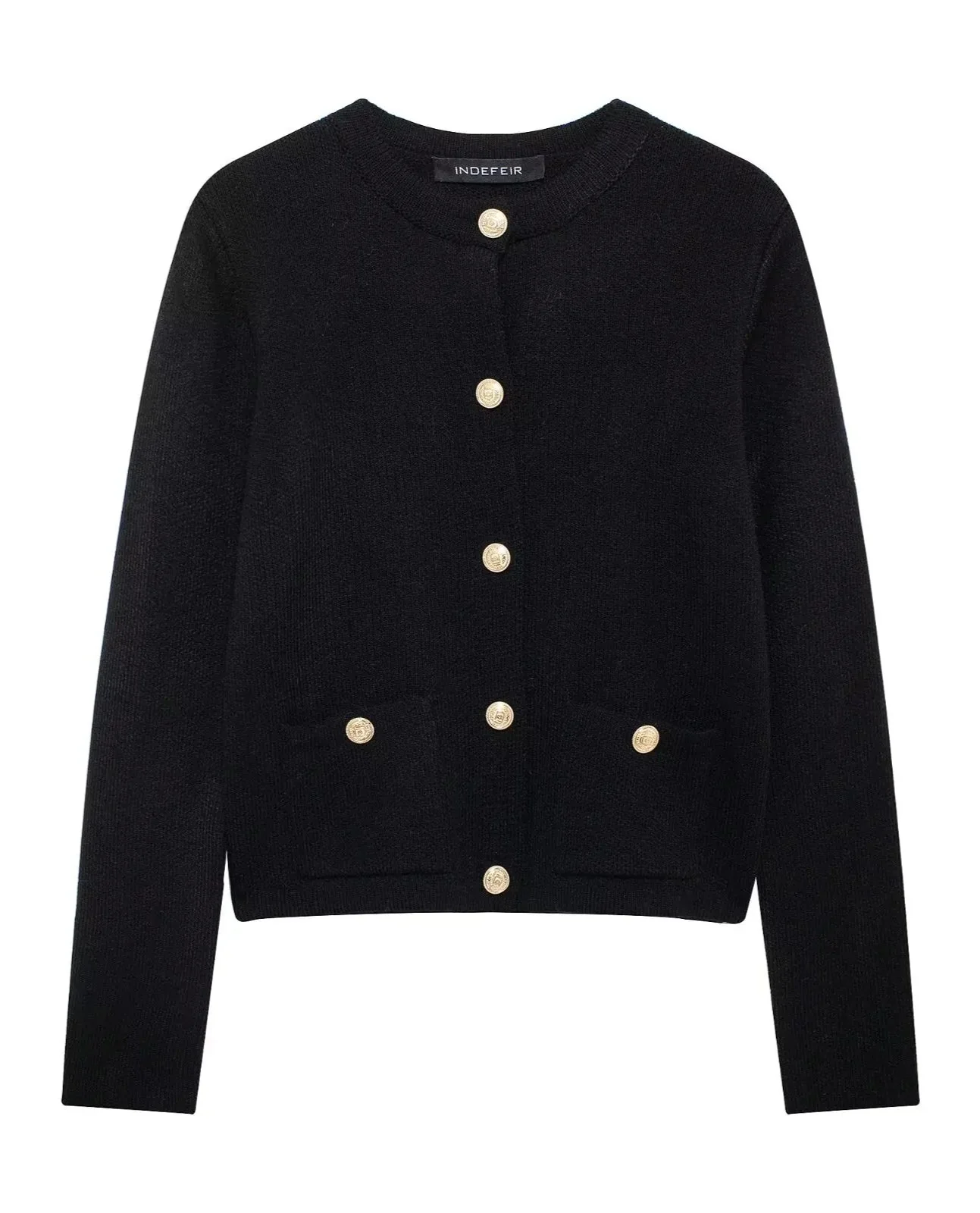 Cropped Knit Pocket Cardigan - Image 4