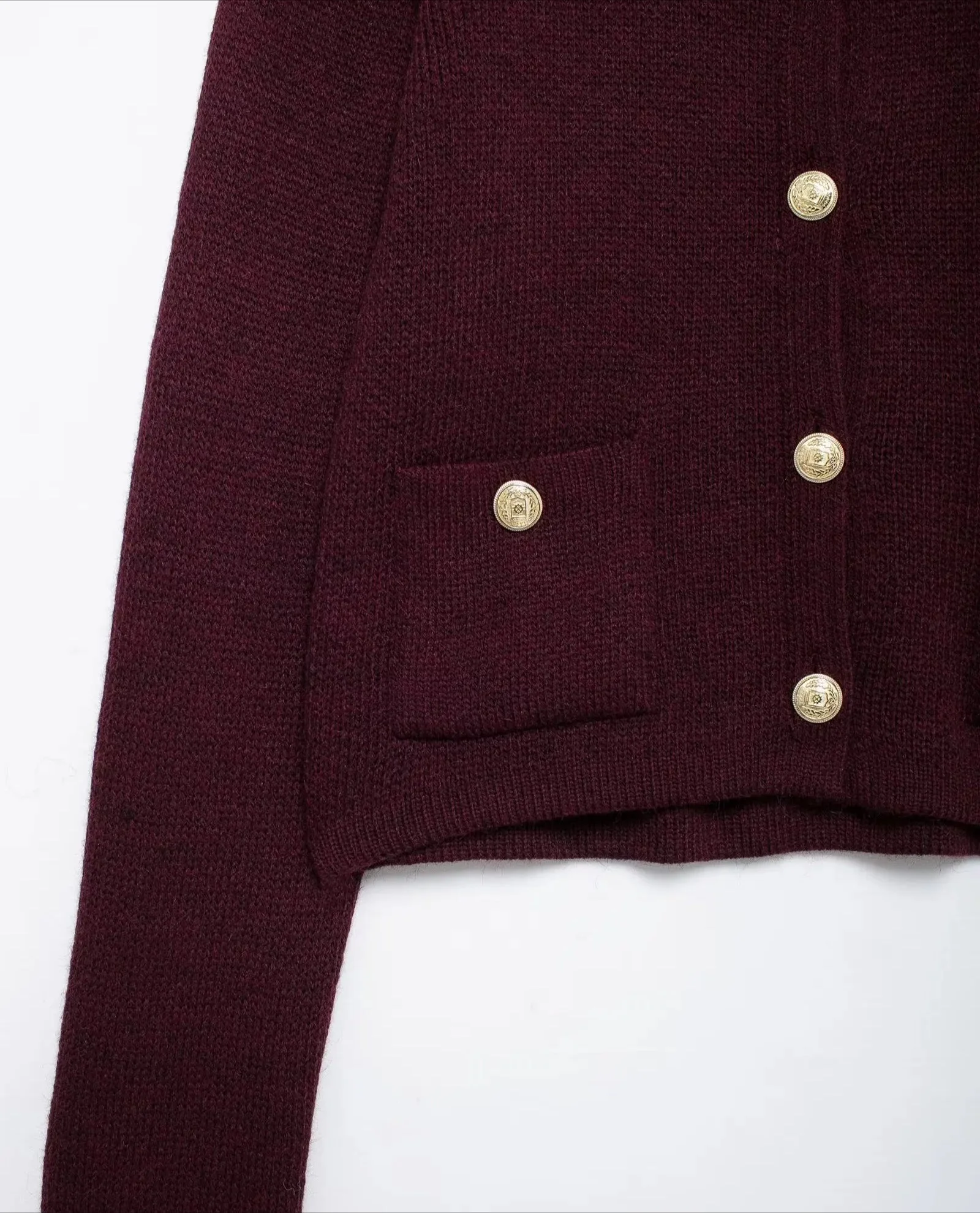 Cropped Knit Pocket Cardigan - Image 5