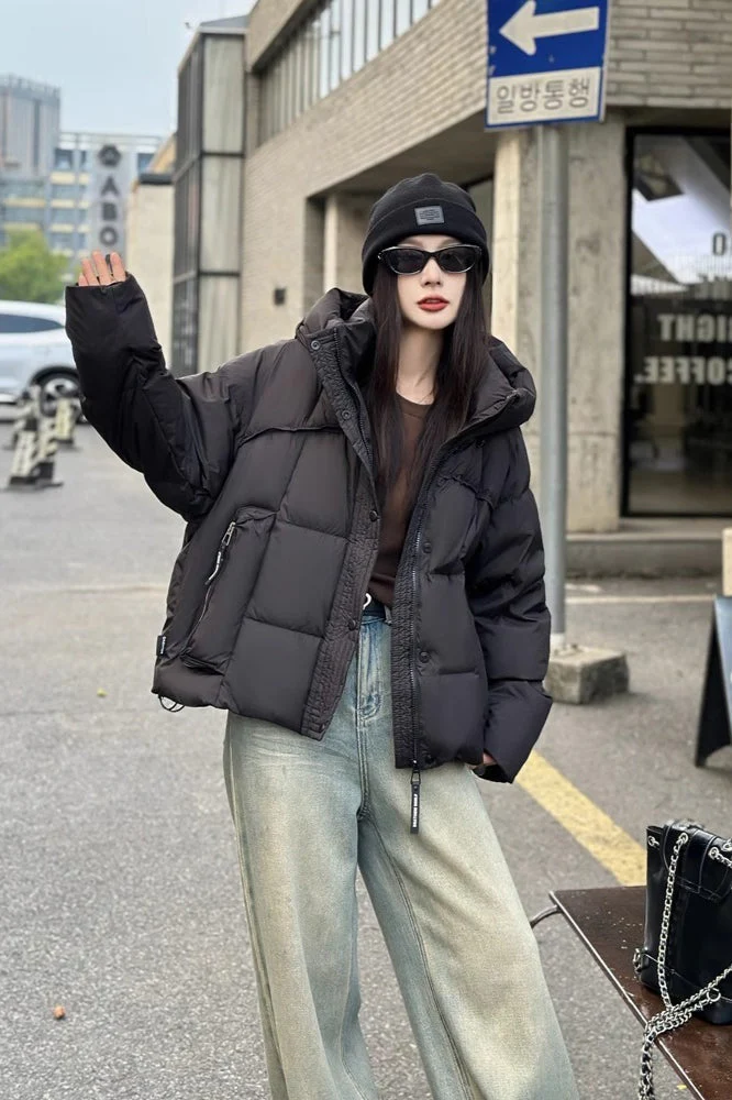 Cropped Oversized Duck Fill Puffer Jacket - Image 10
