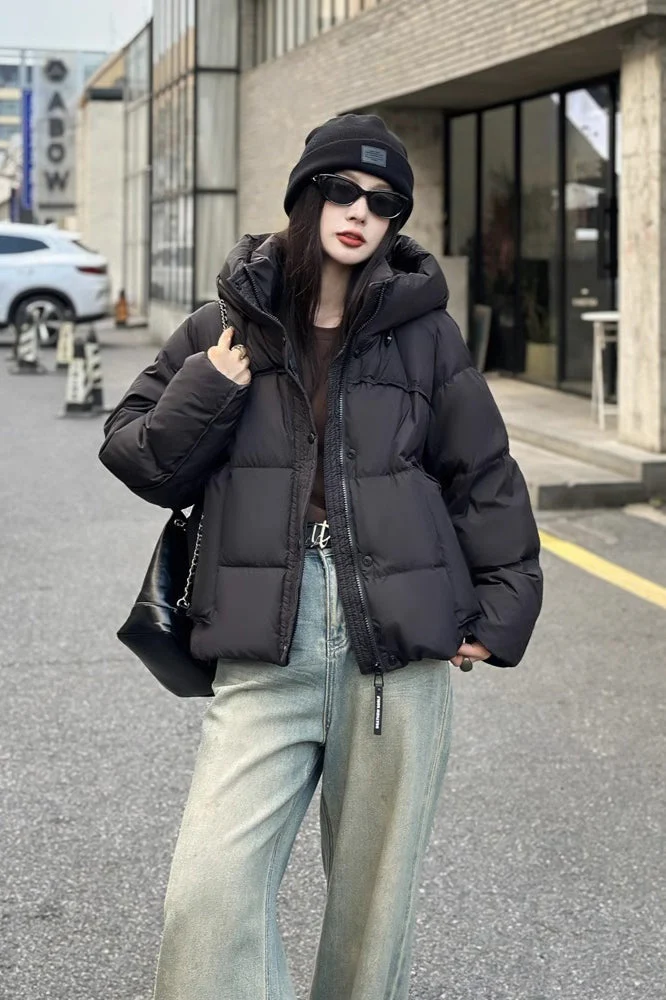 Cropped Oversized Duck Fill Puffer Jacket - Image 11