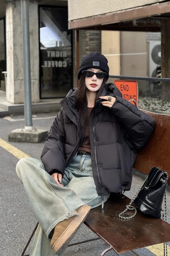 Cropped Oversized Duck Fill Puffer Jacket - Image 13