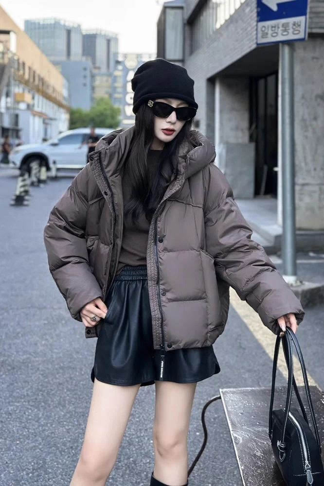 Cropped Oversized Duck Fill Puffer Jacket - Image 16
