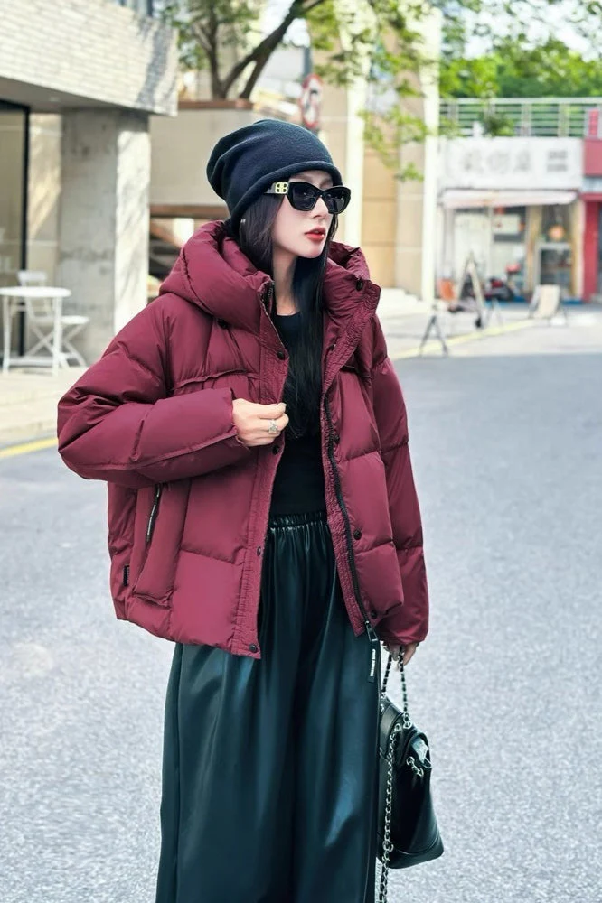 Cropped Oversized Duck Fill Puffer Jacket - Image 2
