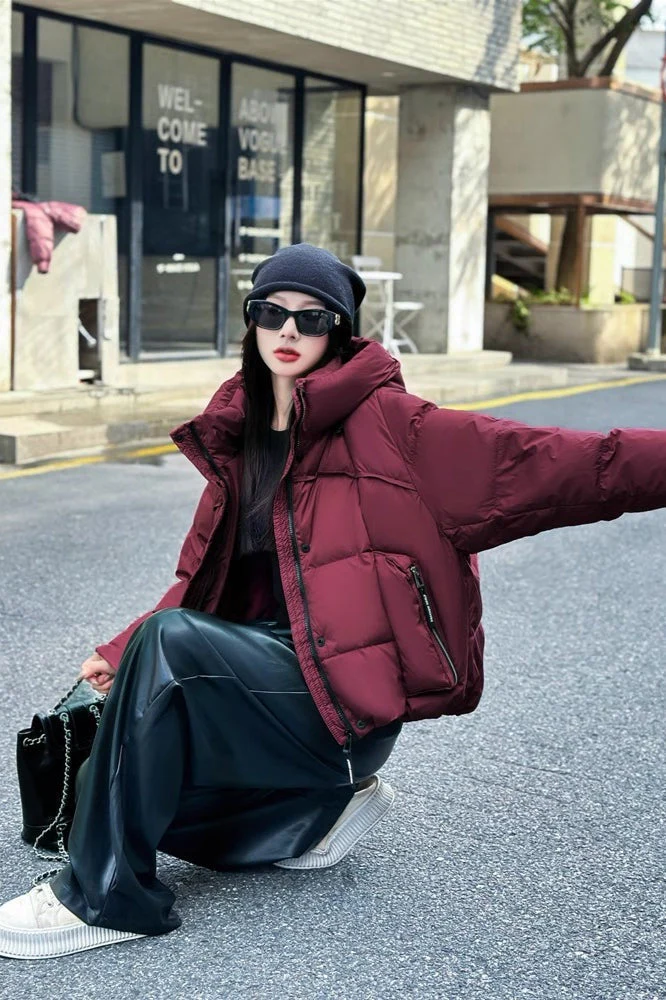 Cropped Oversized Duck Fill Puffer Jacket - Image 3