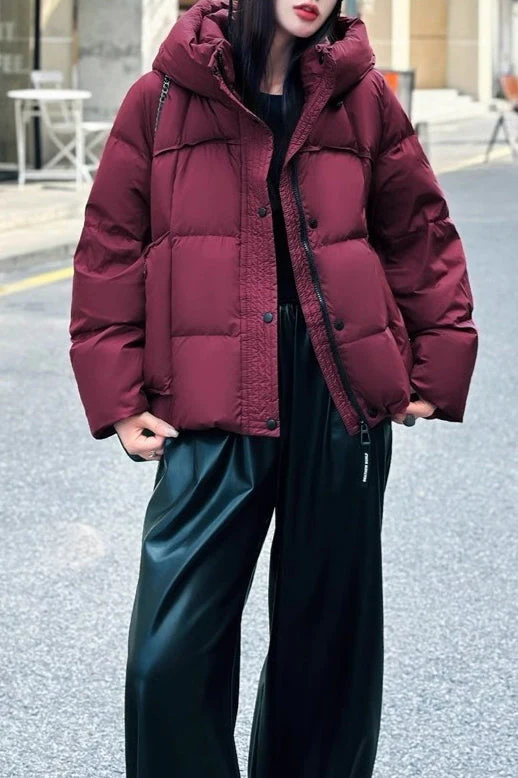 Cropped Oversized Duck Fill Puffer Jacket - Image 5