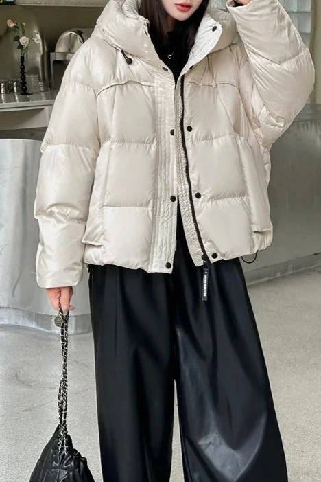 Cropped Oversized Duck Fill Puffer Jacket - Image 7