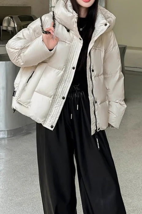 Cropped Oversized Duck Fill Puffer Jacket - Image 8