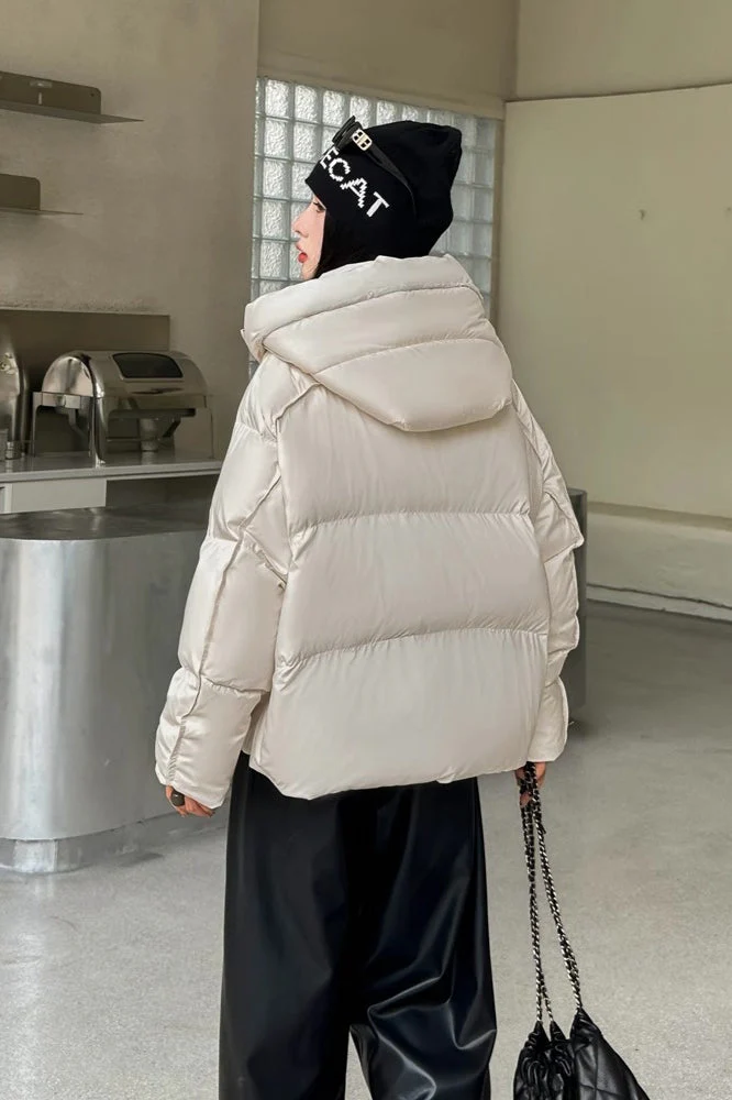 Cropped Oversized Duck Fill Puffer Jacket - Image 9