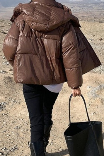Cropped Plush Lined Oversized Puffer Jacket - Image 7