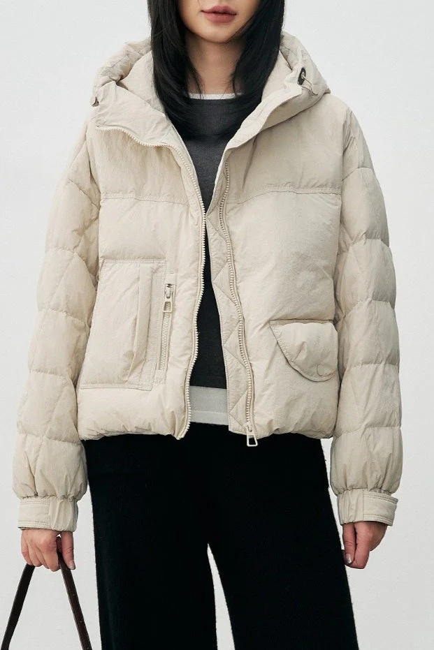 Cropped Relaxed Fit Puffer Jacket - Image 2