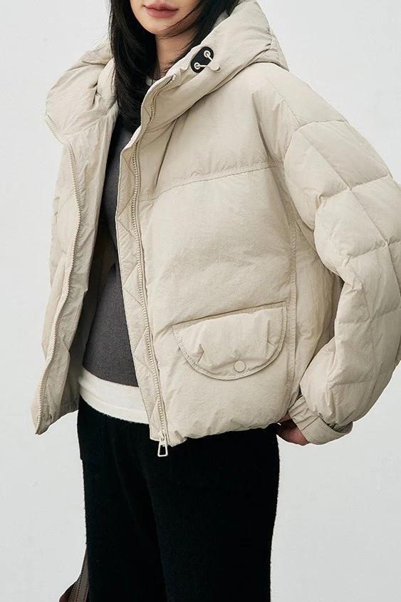 Cropped Relaxed Fit Puffer Jacket - Image 3