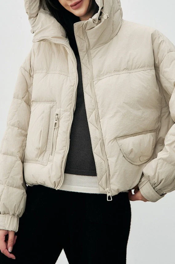 Cropped Relaxed Fit Puffer Jacket - Image 4
