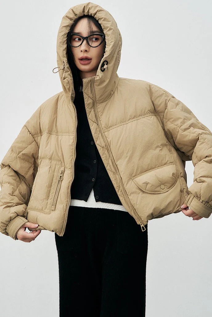 Cropped Relaxed Fit Puffer Jacket - Image 7