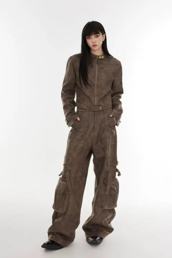 Cropped Tie-Dye Stand Collar Jacket - Image 13