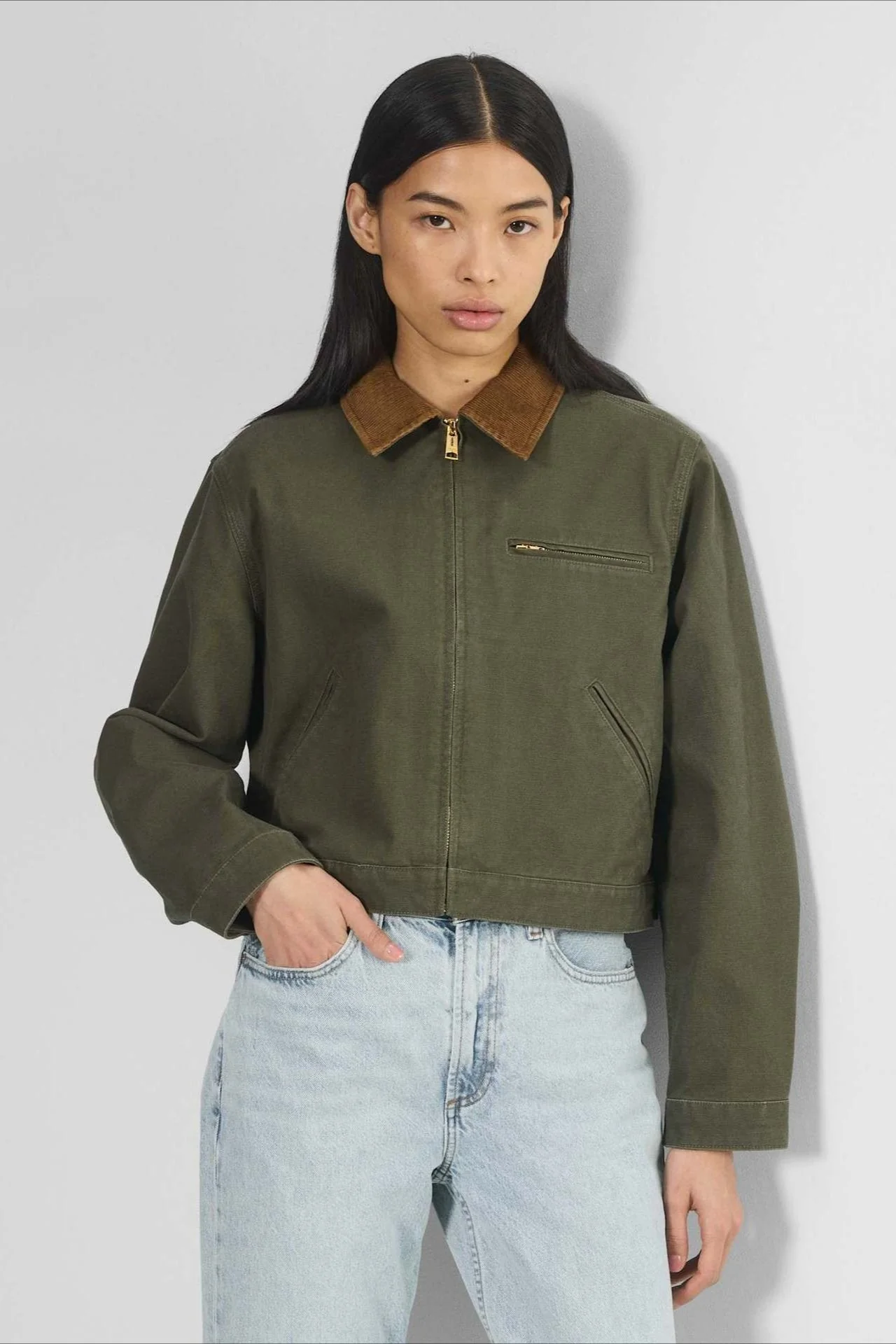 Cropped Utility Workwear Jacket - Image 8