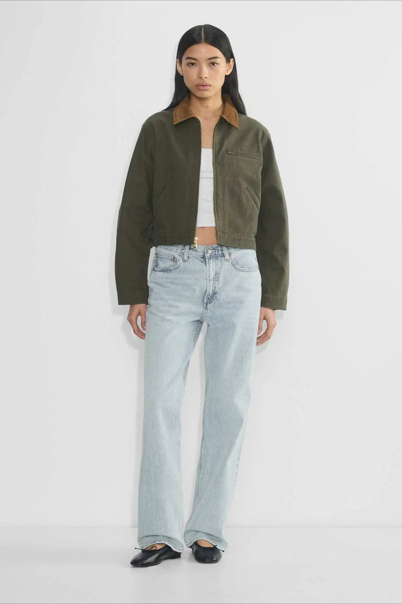 Cropped Utility Workwear Jacket - Image 9