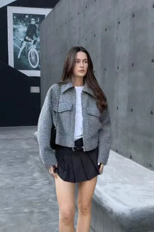 Cropped Wool Street Style Jacket - Image 2