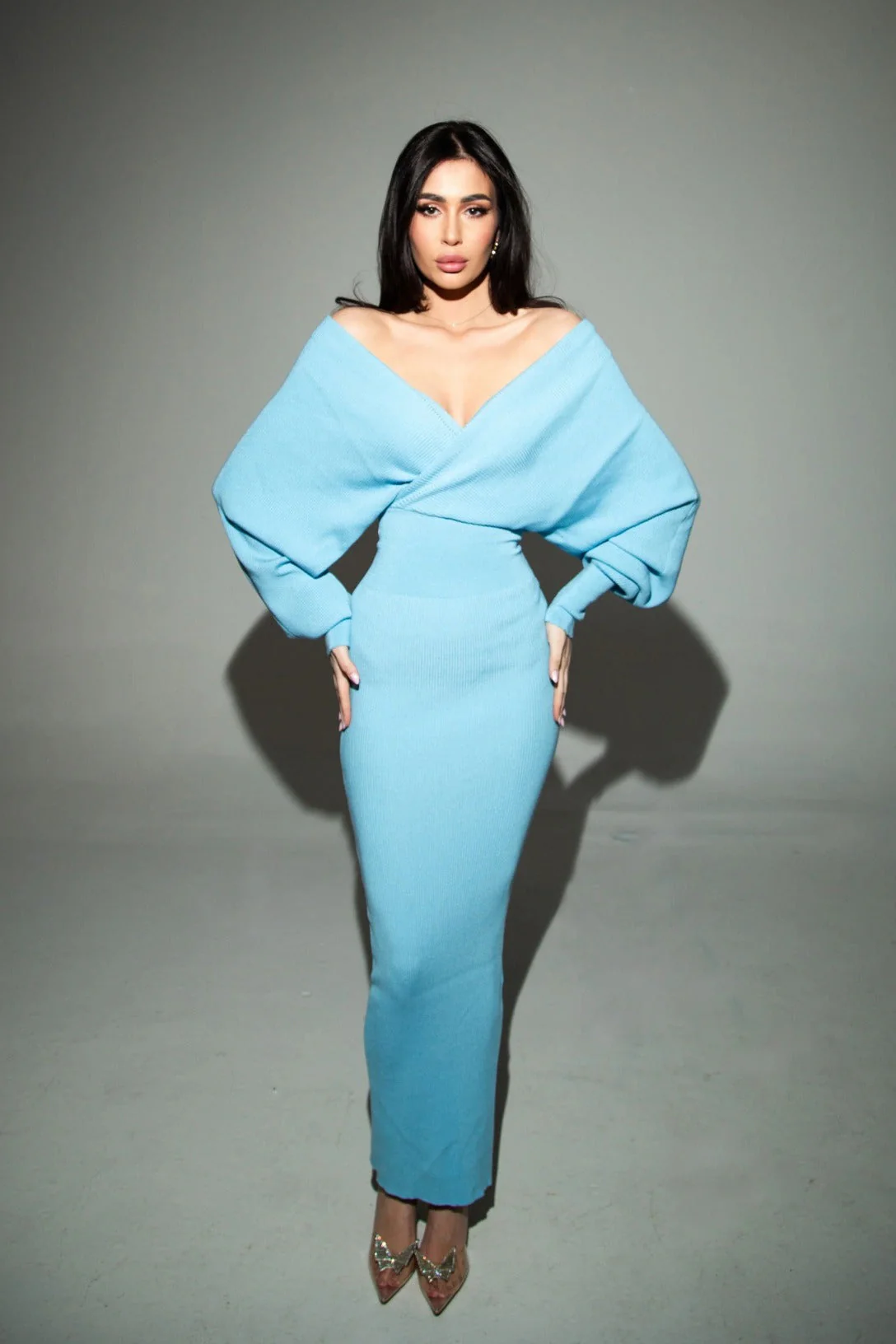 Deep V Backless Knit Sweater Dress - Image 4
