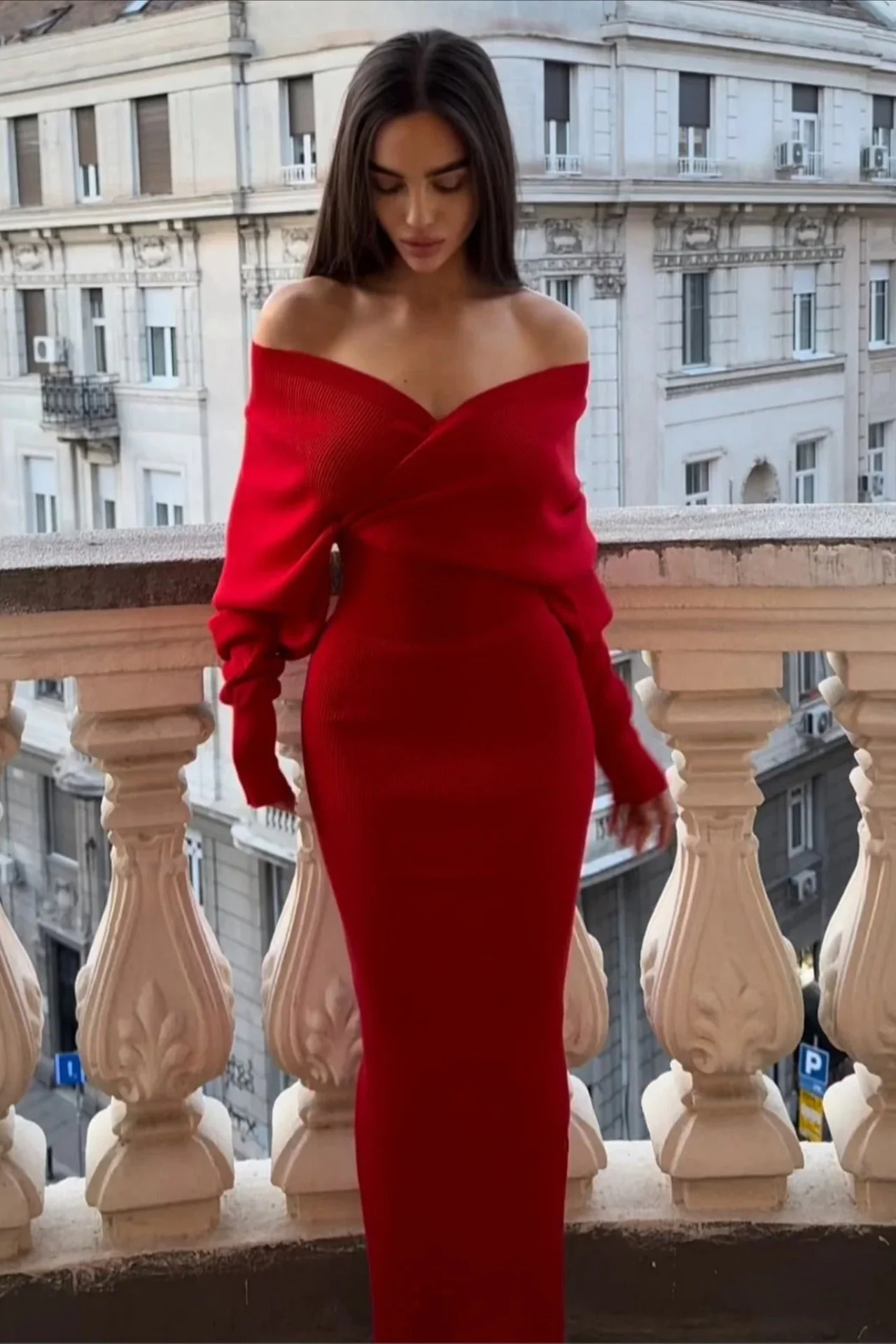 Deep V Backless Knit Sweater Dress - Image 7