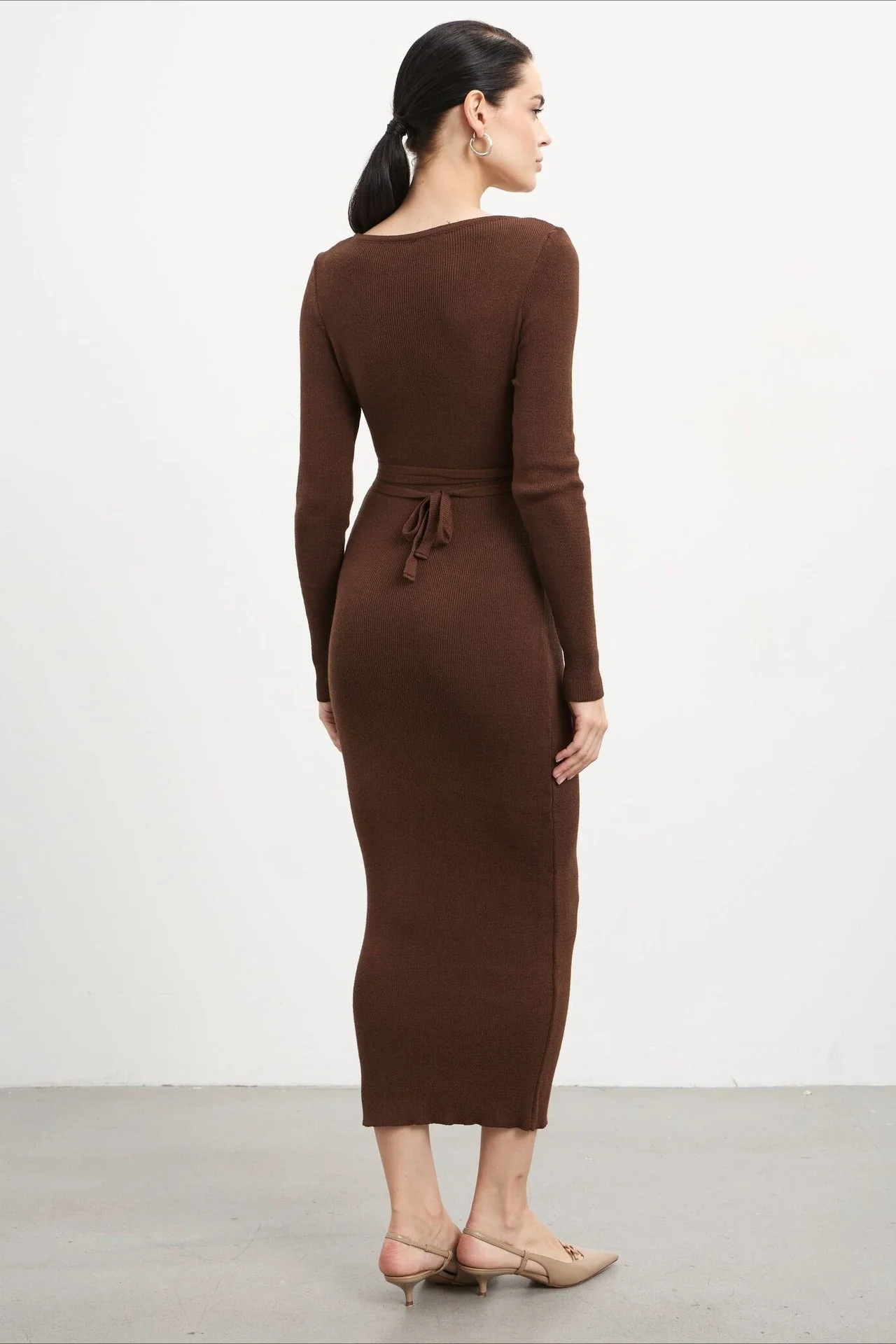 Deep V Hollow Out Knit Sweater Dress - Image 9