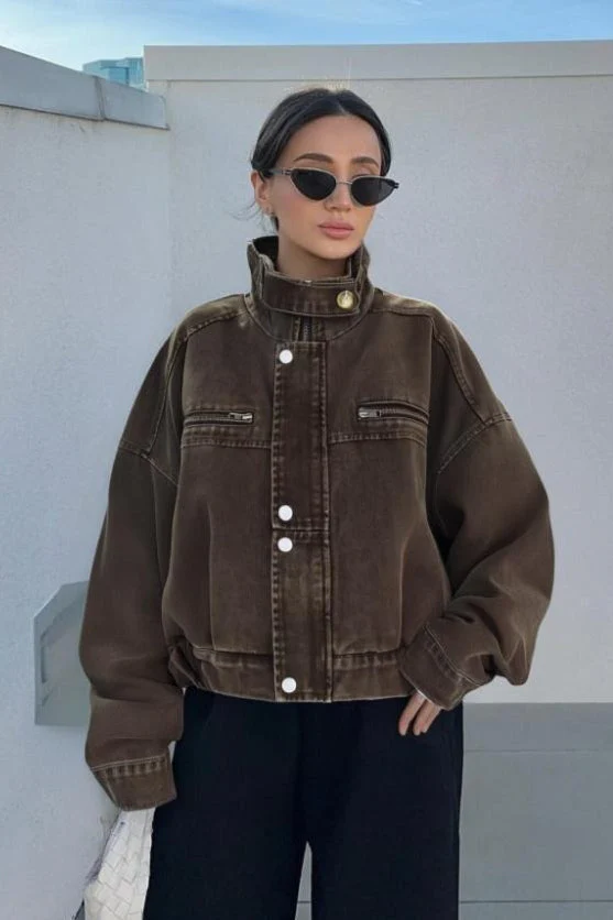 Denim Workwear Cropped Jacket - Image 5